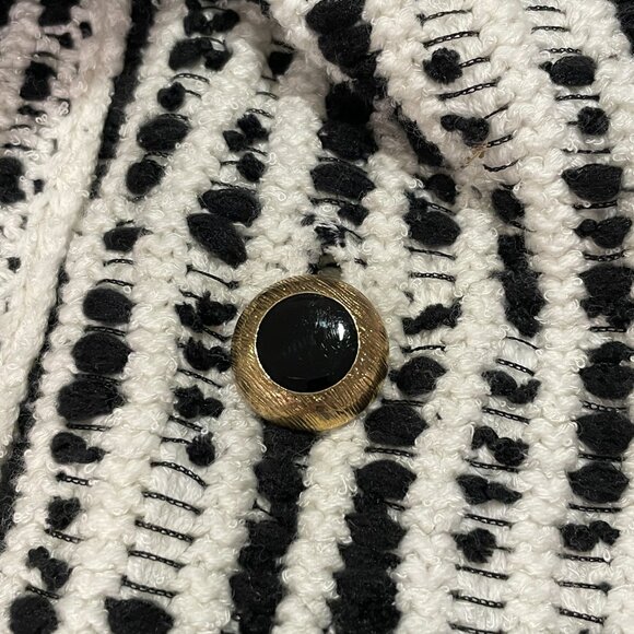 ZARA (NWT) Oversize Double Breast Long Sleeve Cardigan Sweater Jacket, BLK/WHT-M - Picture 8 of 13